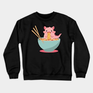 cute Axolotl Eating Ramen Noodles adorable Crewneck Sweatshirt